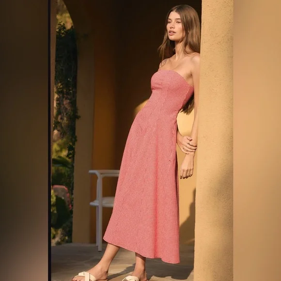 A&F Mila Strapless Midi Dress - Picture 1 of 5